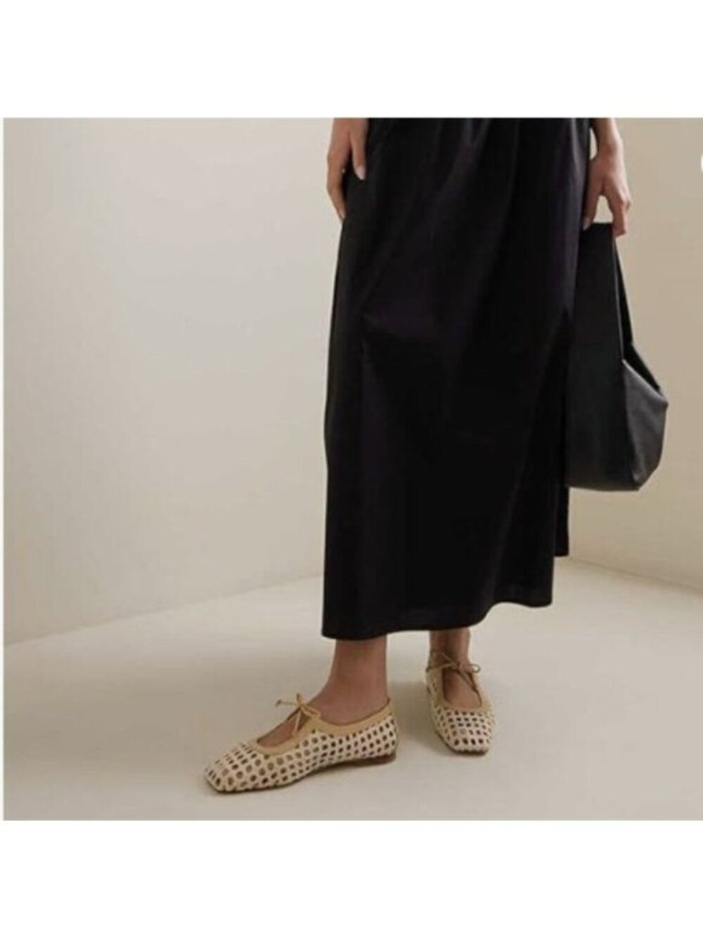 Pazzion Women Cute Bowtie Closed Square Toe Mary Jane Flats Cutout Ivory Braided